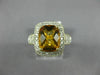 EXTRA LARGE 3.40CT DIAMOND & AAA CITRINE 14KT 2 TONE GOLD CUSHION FILIGREE RING