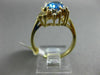 ESTATE WIDE 2.18CT DIAMOND & AAA BLUE TOPAZ 14KT YELLOW GOLD 3D FLOWER FUN RING