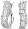 .88CT DIAMOND 14KT WHITE GOLD 3D 3 ROW SWIRL WAVE CLIP ON BAR HANGING EARRINGS