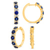 3.33CT DIAMOND & AAA SAPPHIRE 14K YELLOW GOLD ROUND HUGGIE HOOP HANGING EARRINGS