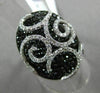 ESTATE LARGE 1.89CT WHITE & BLACK DIAMOND 18KT WHITE GOLD OVAL FILIGREE FUN RING