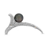 LARGE 2.69CT DIAMOND & AAA TAHITIAN PEARL 18KT WHITE GOLD LEAF SHAPE BROOCH PIN