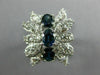LARGE 1.86CT DIAMOND & AAA SAPPHIRE 14K WHITE GOLD BUTTERFLY FLOWER RING #26653