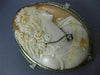 ANTIQUE EXTRA LARGE .25CT OLD MINE DIAMOND 14K WHITE GOLD CAMEO PENDANT PIN 1918