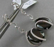 ESTATE OVAL 13.75CT AAA SMOKEY TOPAZ & DIAMOND 18KT W HITE GOLD DROP EARRINGS!!!