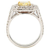 GIA LARGE 2.12CT WHITE & FANCY YELLOW DIAMOND 18KT TWO TONE GOLD ENGAGEMENT RING