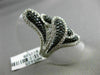 ESTATE MASSIVE 3.13CT WHITE & BLACK DIAMOND 14K WHITE GOLD MULTI LEAF FANCY RING