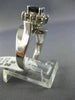 ESTATE WIDE .96CT DIAMOND & SAPPHIRE 14KT WHITE GOLD OVAL FLOWER ENGAGEMENT RING