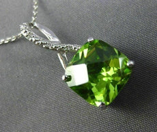 ESTATE 3.62CT DIAMOND & PERIDOT 14KT WHITE GOLD SQUARE INFINITY FLOATING PENDANT
