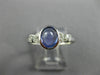 ESTATE .82CT DIAMOND & AAA CABOCHON TANZANITE 18KT WHITE GOLD 3D ENGAGEMENT RING