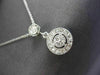ESTATE .19CT DIAMOND 14KT WHITE GOLD FLOATING DOUBLE HALO CIRCLE PENDANT & CHAIN