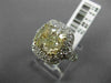 LARGE 5.20CT WHITE & FANCY YELLOW CUSHION DIAMOND 14K WHITE GOLD ENGAGEMENT RING