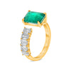 LARGE 4.05CT DIAMOND & AAA EMERALD 18KT YELLOW GOLD EMERALD CUT SOLITAIRE RING