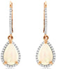 1.72CT DIAMOND & AAA OPAL 14K ROSE GOLD PEAR SHAPE & ROUND HALO HANGING EARRINGS