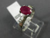 ESTATE .70CT DIAMOND & AAA RUBY 14KT WHITE GOLD 3D OVAL BAGUETTE ENGAGEMENT RING