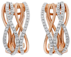 WIDE .58CT DIAMOND 14K ROSE GOLD 3D DOUBLE INFINITY CRISS CROSS HANGING EARRINGS