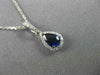 ESTATE .67CT DIAMOND & AAA SAPPHIRE 14KT WHITE GOLD TEAR DROP PEAR SHAPE PENDANT