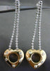ESTATE LARGE 1.30CT DIAMOND 14KT TWO TONE GOLD 3D FLOWER HEART HANGING EARRINGS