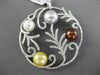 ESTATE LARGE 1.30CT DIAMOND & MULTI COLOR PEARL 18K WHITE GOLD FLOATING PENDANT