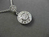 ESTATE .19CT DIAMOND 14KT WHITE GOLD FLOATING DOUBLE HALO CIRCLE PENDANT & CHAIN