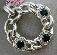 ESTATE LARGE .45CT DIAMOND & ONYX 14KT WHTIE GOLD 3D CIRCLE OF LIFE HALO PENDANT