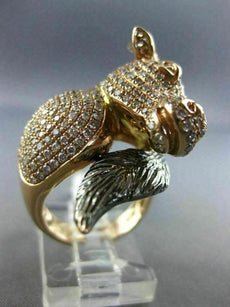 ESTATE EXTRA LARGE 1.88CT DIAMOND 14KT ROSE GOLD 3D HANDCRAFTED COW FUN RING