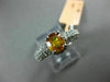 ESTATE 2CT DIAMOND & AAA YELLOW SAPPHIRE 14KT WHITE GOLD 3D OVAL ENGAGEMENT RING