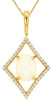1.05CT DIAMOND & AAA OPAL 14KT YELLOW GOLD OVAL & ROUND SQUARE DIAGONAL PENDANT