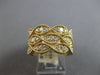 LARGE 1.49CT DIAMOND 14KT YELLOW GOLD 3 ROW FILIGREE MULTI LEAF ANNIVERSARY RING
