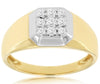 WIDE .30CT DIAMOND 14KT 2 TONE GOLD 3D ROUND CLUSTER SQUARE PYRAMID MEN'S RING