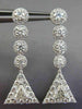 ESTATE LARGE 2.76CT ROUND & TRILLION DIAMOND 18KT WHITE GOLD 3D HANGING EARRINGS