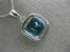 ESTATE LARGE 5.22CT DIAMOND & AAA BLUE TOPAZ 14KT WHITE GOLD HALO SQUARE PENDANT