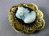 ANTIQUE VICTORIAN AAA BLUE CAMEO 14KT YELLOW GOLD HANDCRAFTED PENDANT #21626