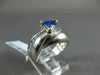 ESTATE WIDE 1.26CT DIAMOND & TRILLION TANZANITE 14KT 2 TONE GOLD SEMI BEZEL RING