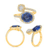 LARGE 3.25CT DIAMOND & AAA SAPPHIRE 18KT YELLOW GOLD MULTI SHAPE SOLITAIRE RING