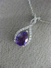 ESTATE 1.12CT DIAMOND & AAA AMETHYST 14KT WHITE GOLD TEAR DROP MILGRAIN PENDANT