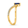 .65CT DIAMOND AAA SAPPHIRE 14KT YELLOW GOLD PEAR SHAPE & ROUND V SHAPE LOVE RING