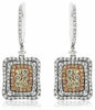 ESTATE LARGE 2.10CT WHITE & YELLOW DIAMOND 14K WHITE & YELLOW GOLD HALO EARRINGS