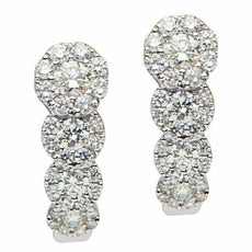 ESTATE 1.08CT DIAMOND 18KT WHITE GOLD 3D MULTI FLOWER JOURNEY HANGING EARRINGS