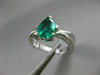 ESTATE WIDE 1.40CT ROUND DIAMOND & AAA EMERALD 14K WHITE GOLD 3D ENGAGEMENT RING
