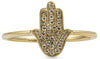 ESTATE .12CT DIAMOND 14KT WHITE GOLD 3D ROUND CHAMSA HAMSA LUCKY HAND FUN RING