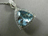 ESTATE LARGE 6.09CT DIAMOND & AQUAMARINE 14K WHITE GOLD 3D TRILLION HALO PENDANT