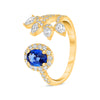 LARGE 1.58CT DIAMOND & AAA SAPPHIRE 14KT YELLOW GOLD MULTI SHAPE MULTI LEAF RING