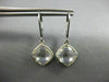 ESTATE AAA CRYSTAL 14KT WHITE GOLD 3D CUSHION CLASSIC BEZEL HANGING EARRINGS