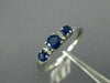 ESTATE .43CT DIAMOND & AAA SAPPHIRE 14KT WHITE GOLD 3D 3 STONE ROUND RING #21278