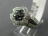 ESTATE WIDE .50CT WHITE & BLACK DIAMOND 14KT WHITE GOLD 3D PAVE FLOWER FUN RING