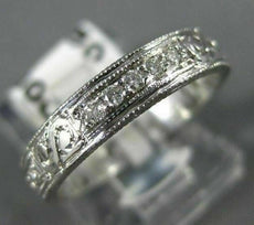 ANTIQUE .30CT DIAMOND 18K WHITE GOLD FILIGREE ETERNITY ANNIVERSARY RING #22434