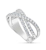 ESTATE .90CT DIAMOND 18KT WHITE GOLD 3D CLASSIC CRISS CROSS X LOVE 3 ROW RING