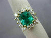 ESTATE LARGE 5.36CT DIAMOND & AAA EMERALD 18K YELLOW GOLD FLOWER ENGAGEMENT RING