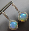 4.3CT DIAMOND & AAA AUSTRALIAN OPAL 14KT WHITE GOLD 3D CUSHION HANGING EARRINGS